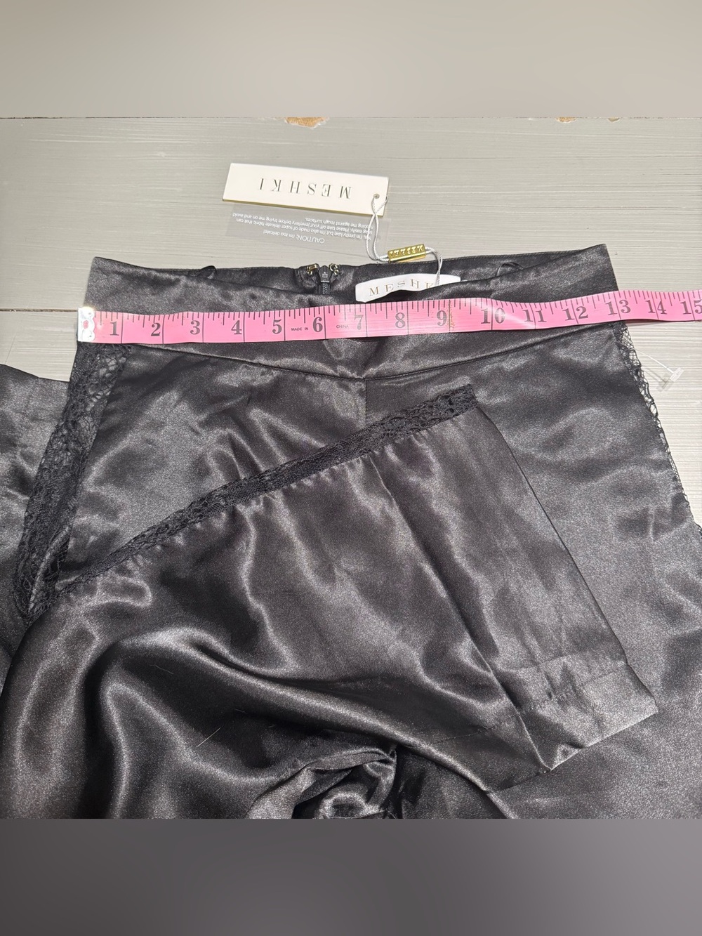 Meshki Black Wide Leg Satin Pants